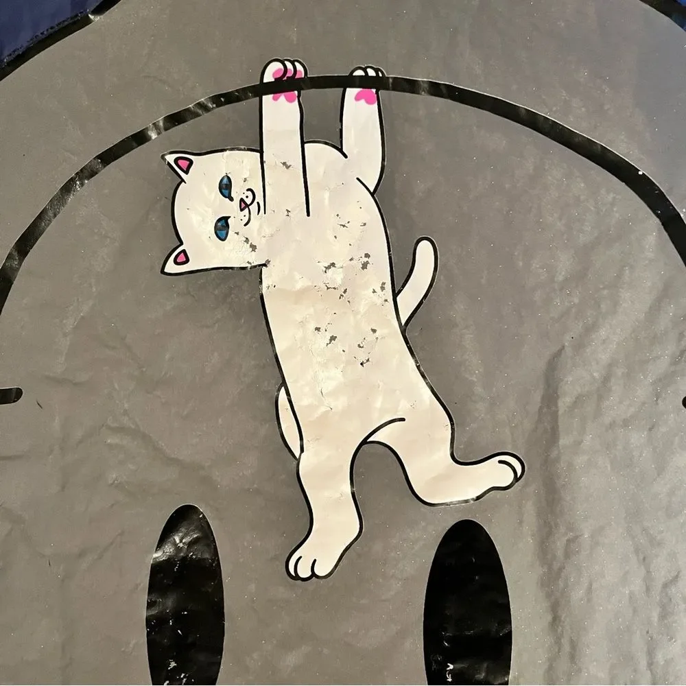 Ripndip Men’s Size Small Navy Windbreaker Jacket Smiley Cat Animal Lover Fun